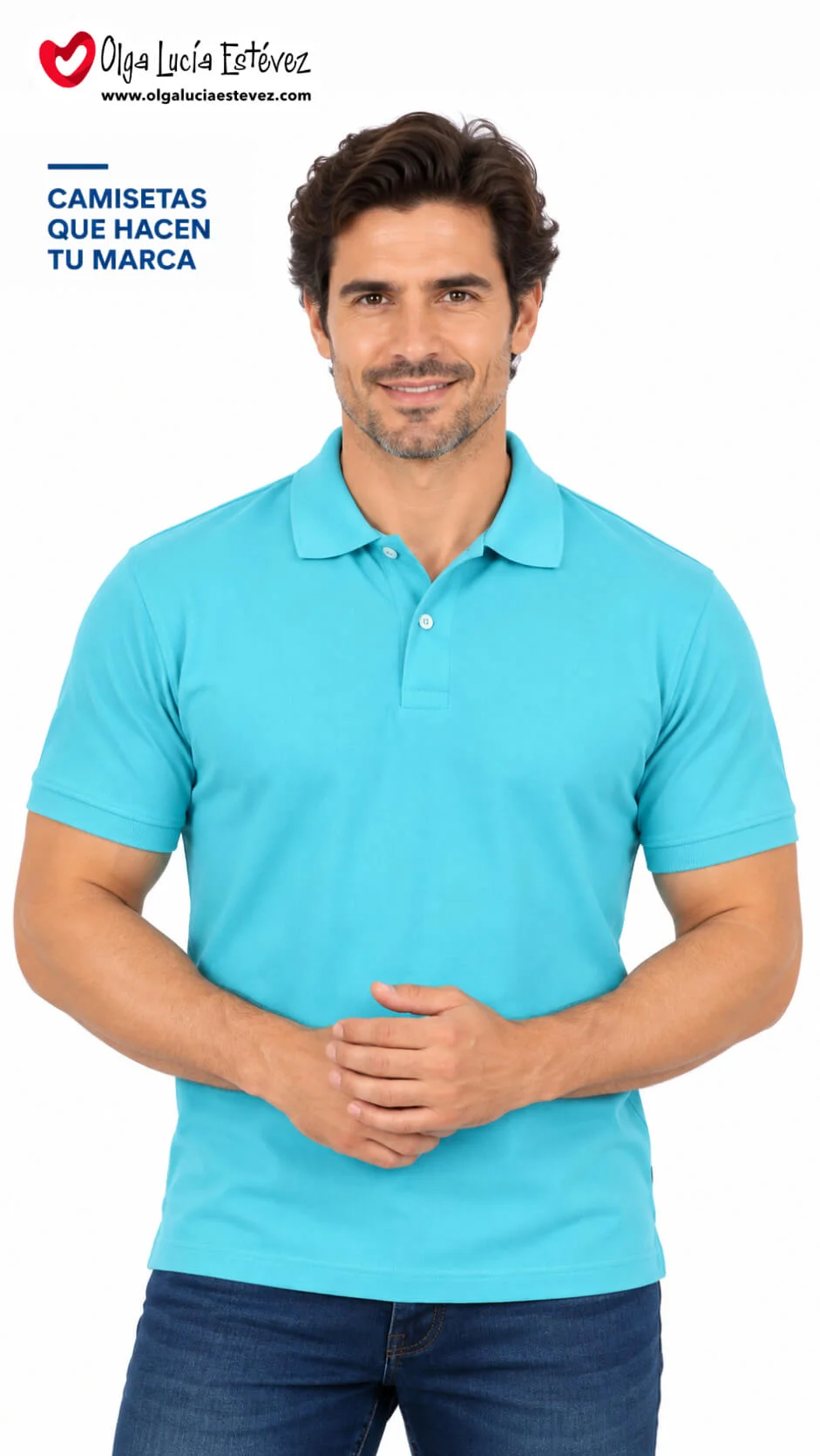 Camiseta polo corporativa color aguamarina en algodón para identidad visual y dotación empresarial en Bogotá