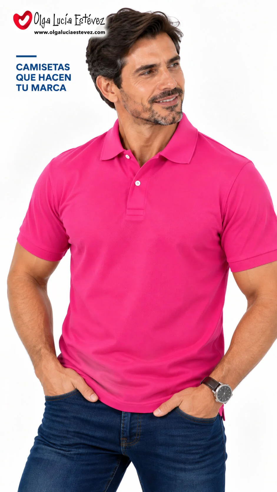 Camiseta polo corporativa color magenta en algodón para identidad visual y dotación empresarial en Bogotá