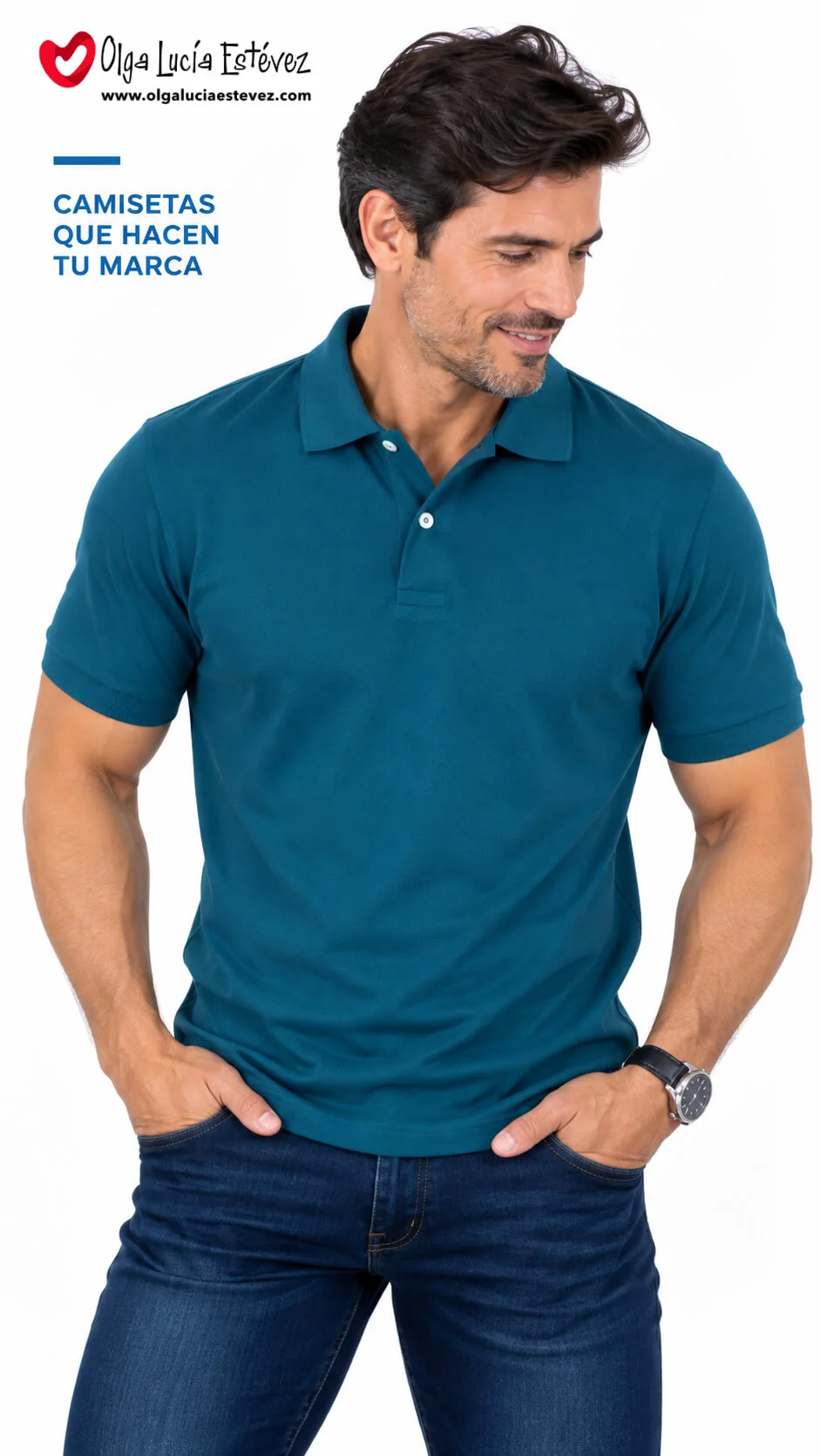 Camiseta polo corporativa color petróleo en algodón para identidad visual y dotación empresarial en Bogotá
