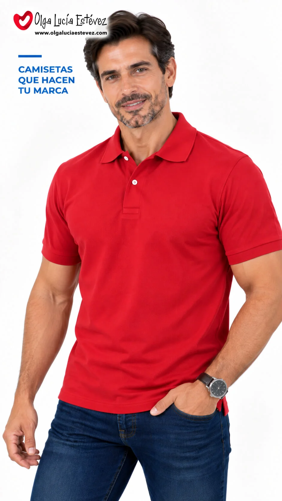 Camiseta polo corporativa color rojo en algodón para identidad visual y dotación empresarial en Bogotá