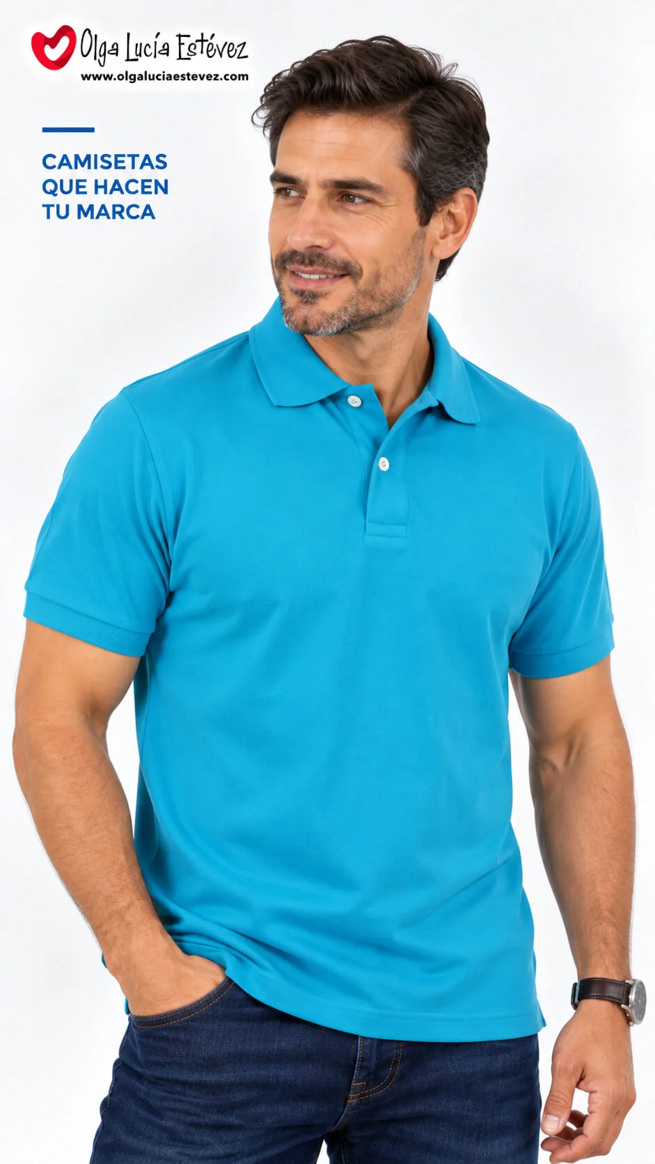 Camiseta polo corporativa color turquesa en algodón para identidad visual y dotación empresarial en Bogotá