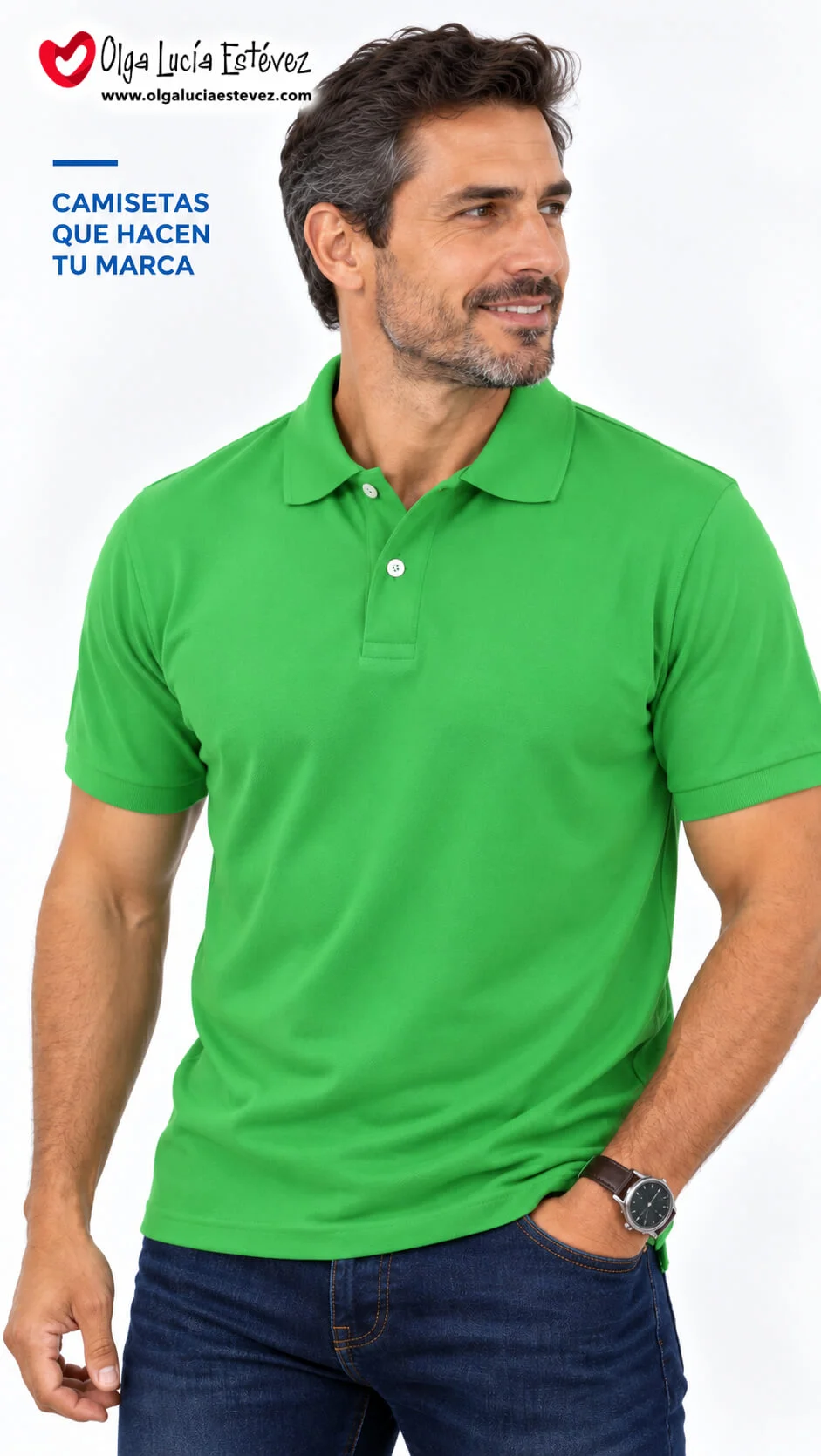 Camiseta polo corporativa color verde cali en algodón para identidad visual y dotación empresarial en Bogotá