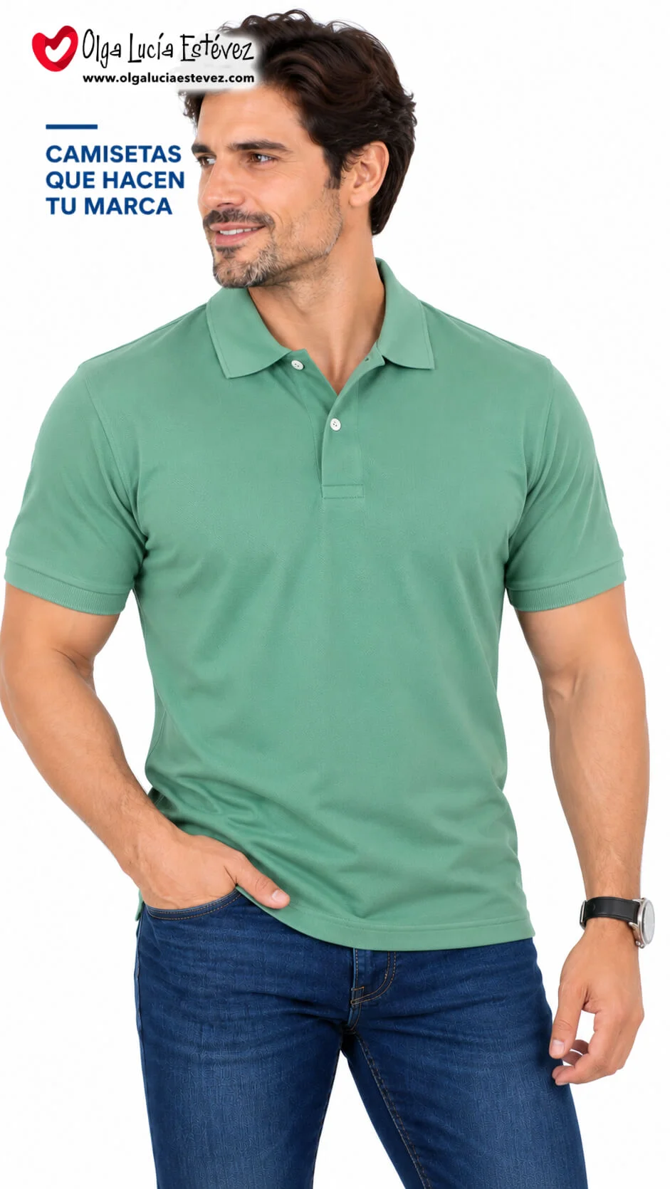 Camiseta polo corporativa color verde menta en algodón para identidad visual y dotación empresarial en Bogotá