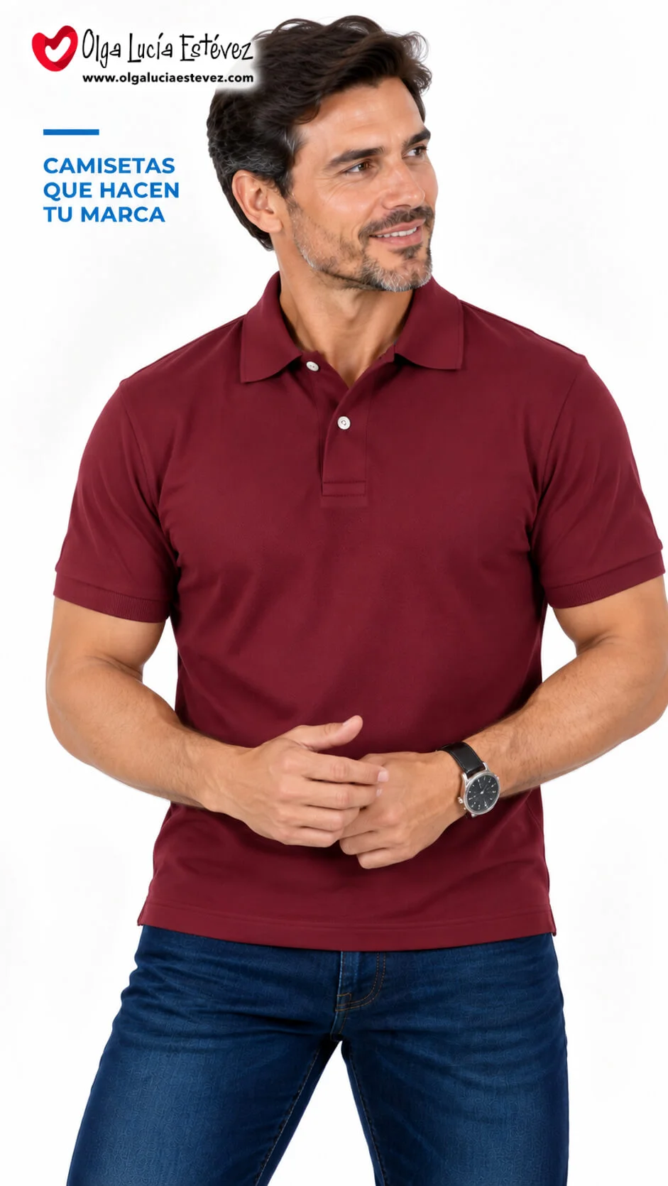 Camiseta polo corporativa color vinotinto en algodón para identidad visual y dotación empresarial en Bogotá