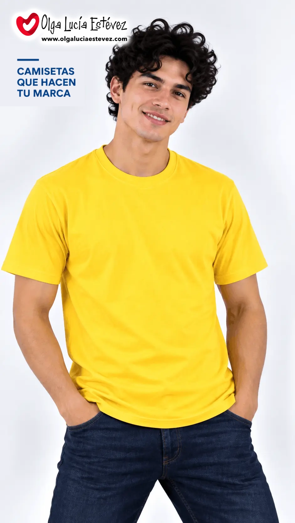 Camiseta t-shirt corporativa color amarillo en algodón para identidad visual y dotación empresarial en Bogotá