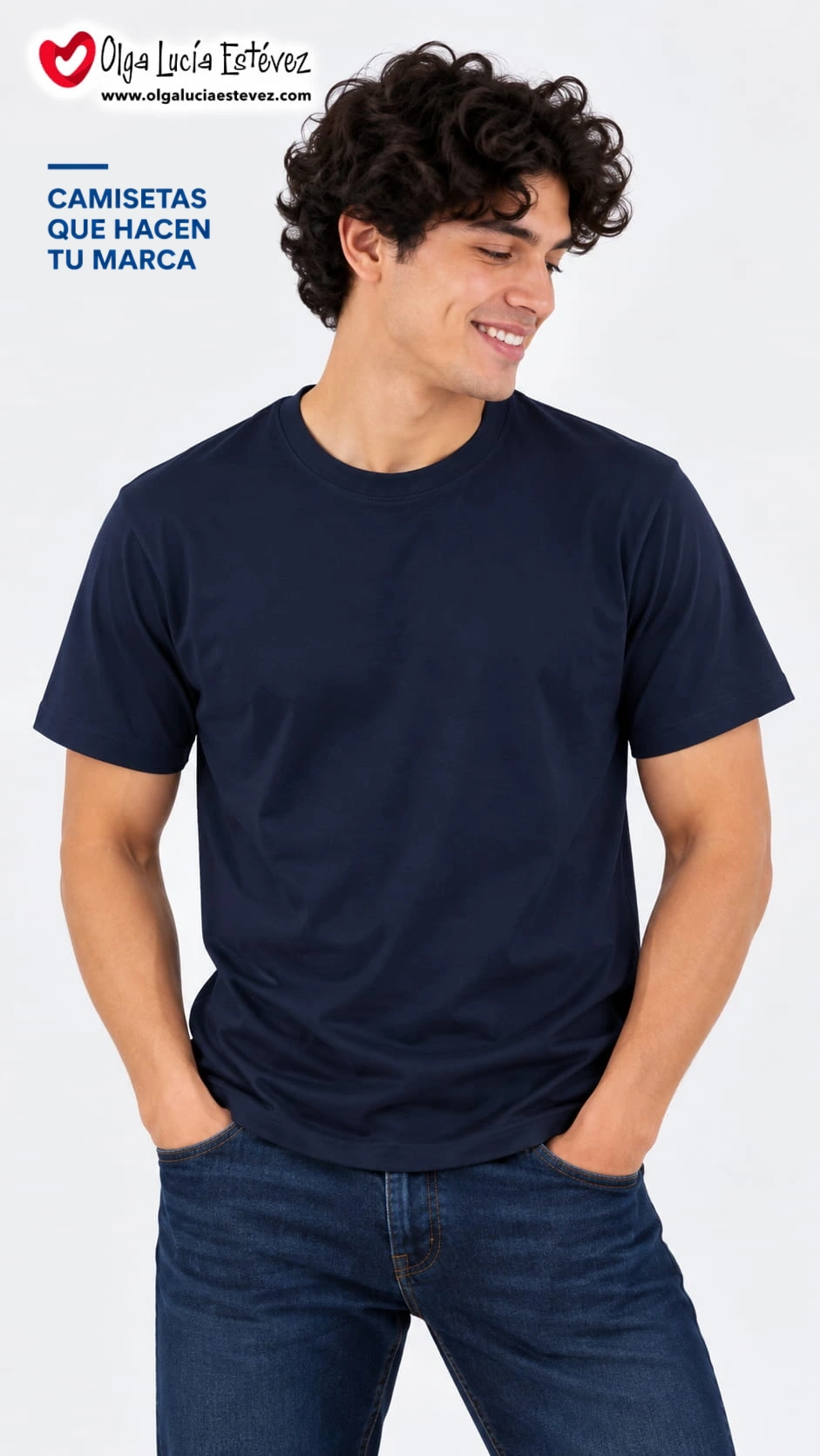 Camiseta t-shirt corporativa color azul oscuro marino en algodón para identidad visual y dotación empresarial en Bogotá