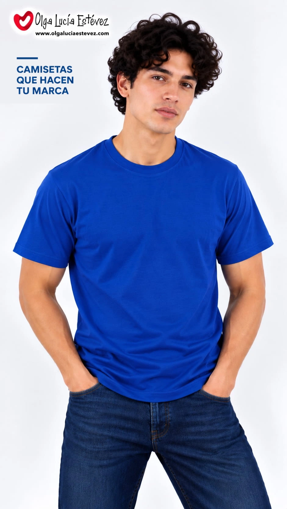 Camiseta t-shirt corporativa color azul rey en algodón para identidad visual y dotación empresarial en Bogotá