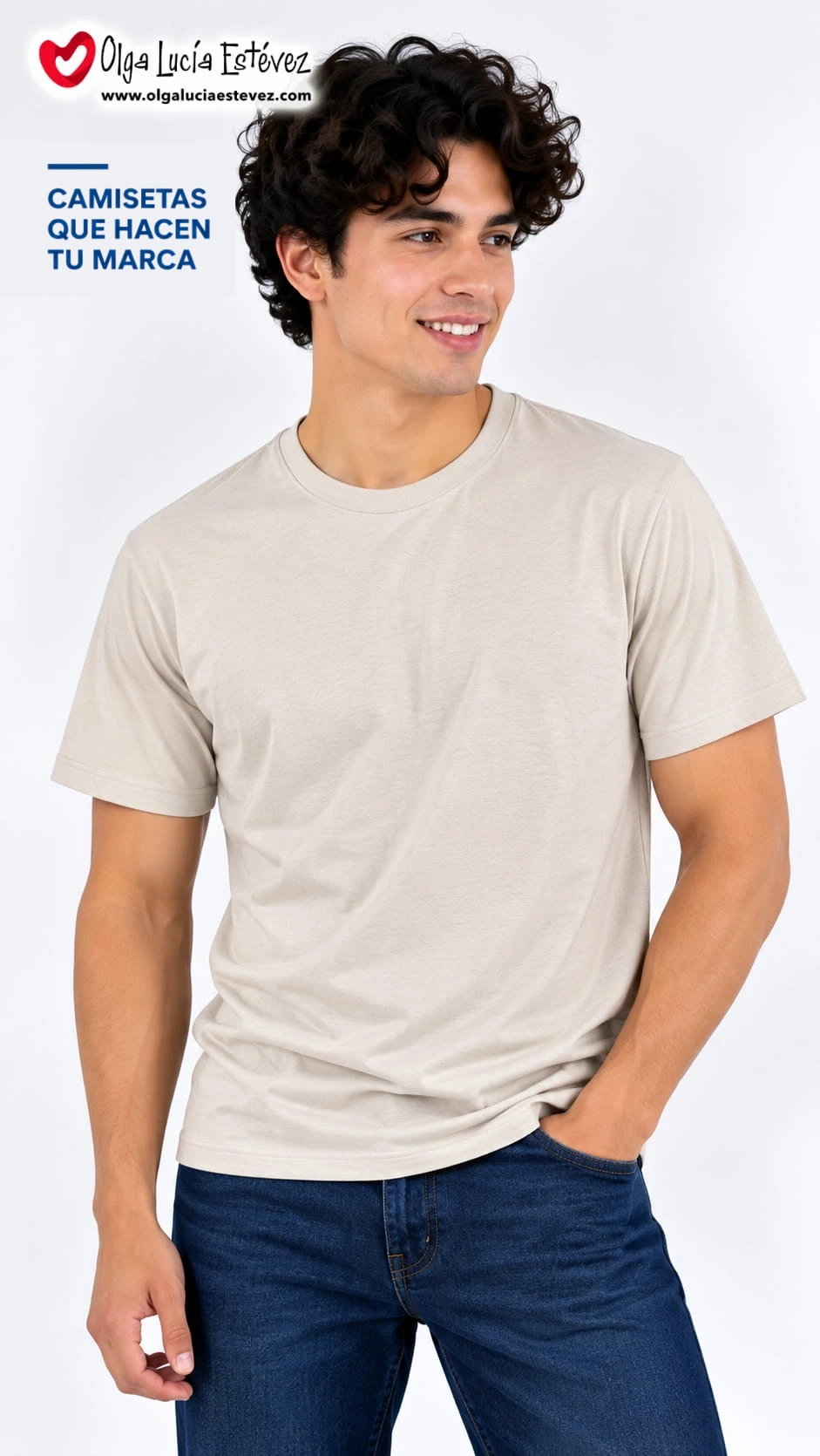 Camiseta t-shirt corporativa color beige en algodón para identidad visual y dotación empresarial en Bogotá