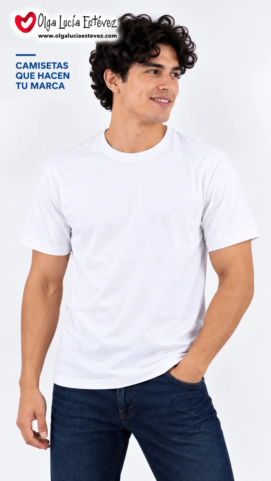 Camiseta t-shirt corporativa color blanco en algodón para identidad visual y dotación empresarial en Bogotá
