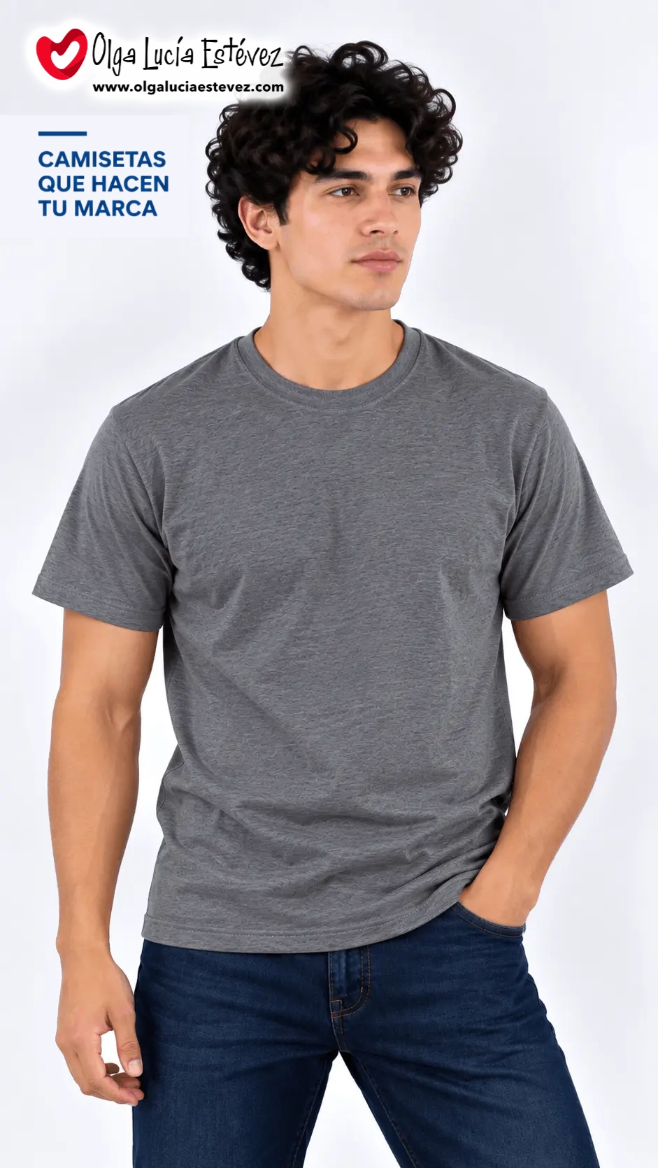Camiseta t-shirt corporativa color gris oscuro en algodón para identidad visual y dotación empresarial en Bogotá