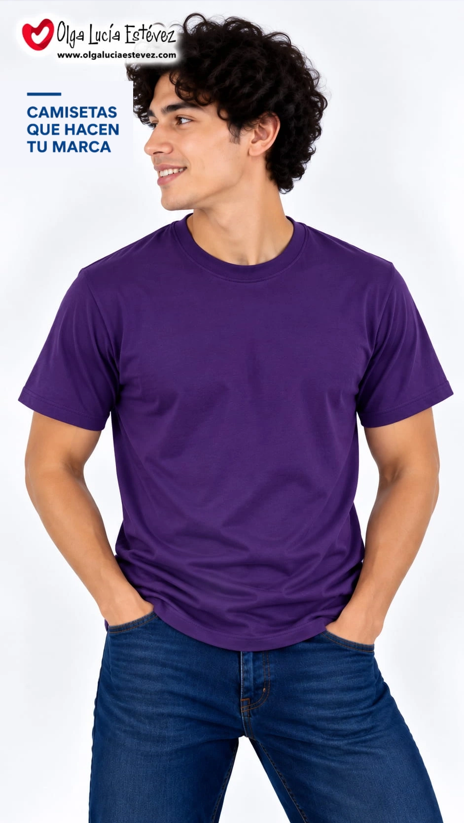 Camiseta t-shirt corporativa color morado en algodón para identidad visual y dotación empresarial en Bogotá