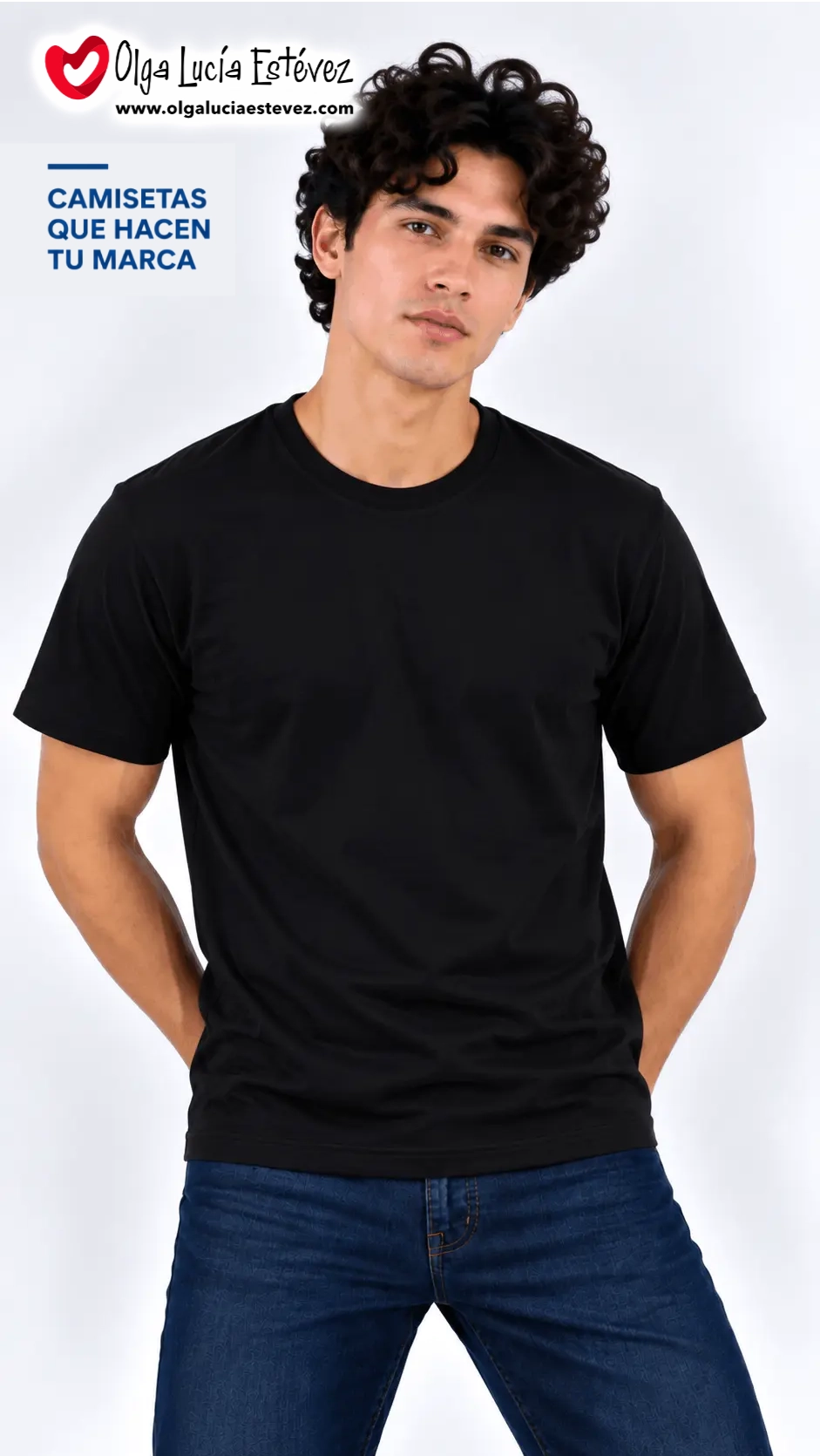 Camiseta t-shirt corporativa color negro en algodón para identidad visual y dotación empresarial en Bogotá