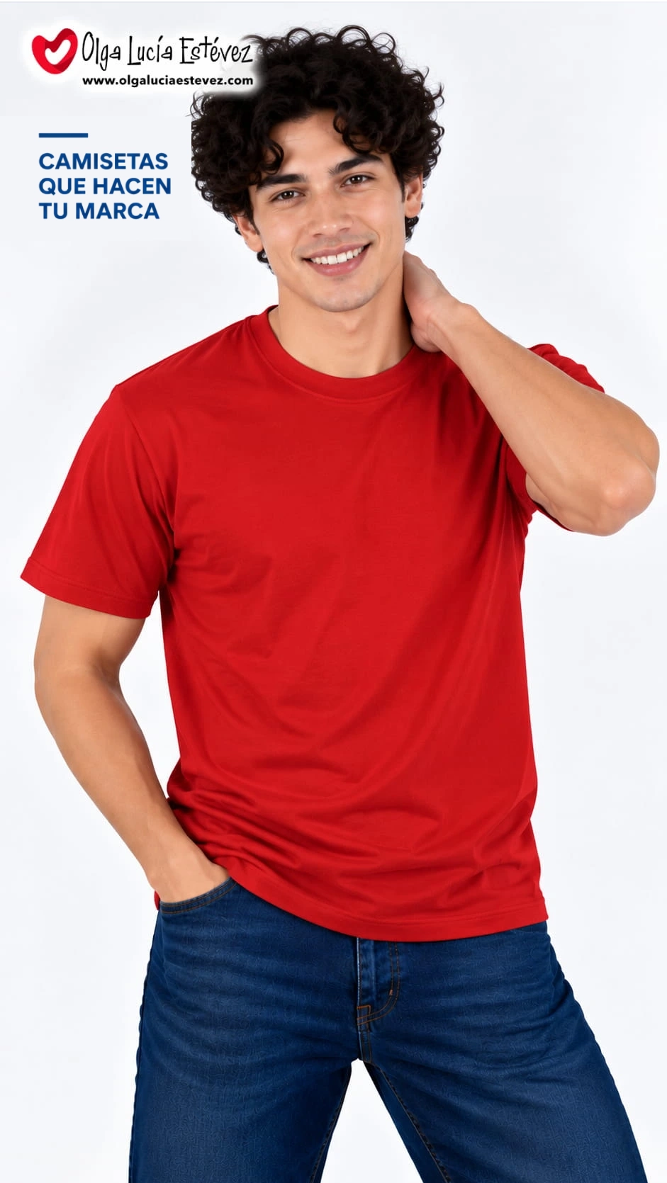 Camiseta t-shirt corporativa color rojo en algodón para identidad visual y dotación empresarial en Bogotá