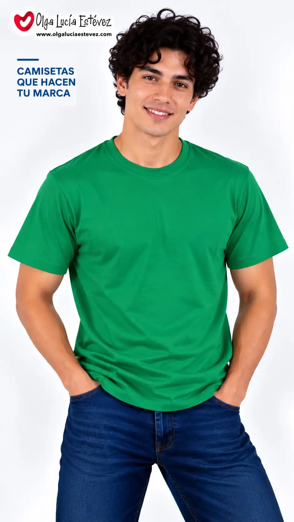 Camiseta t-shirt corporativa color verde Cali en algodón para identidad visual y dotación empresarial en Bogotá