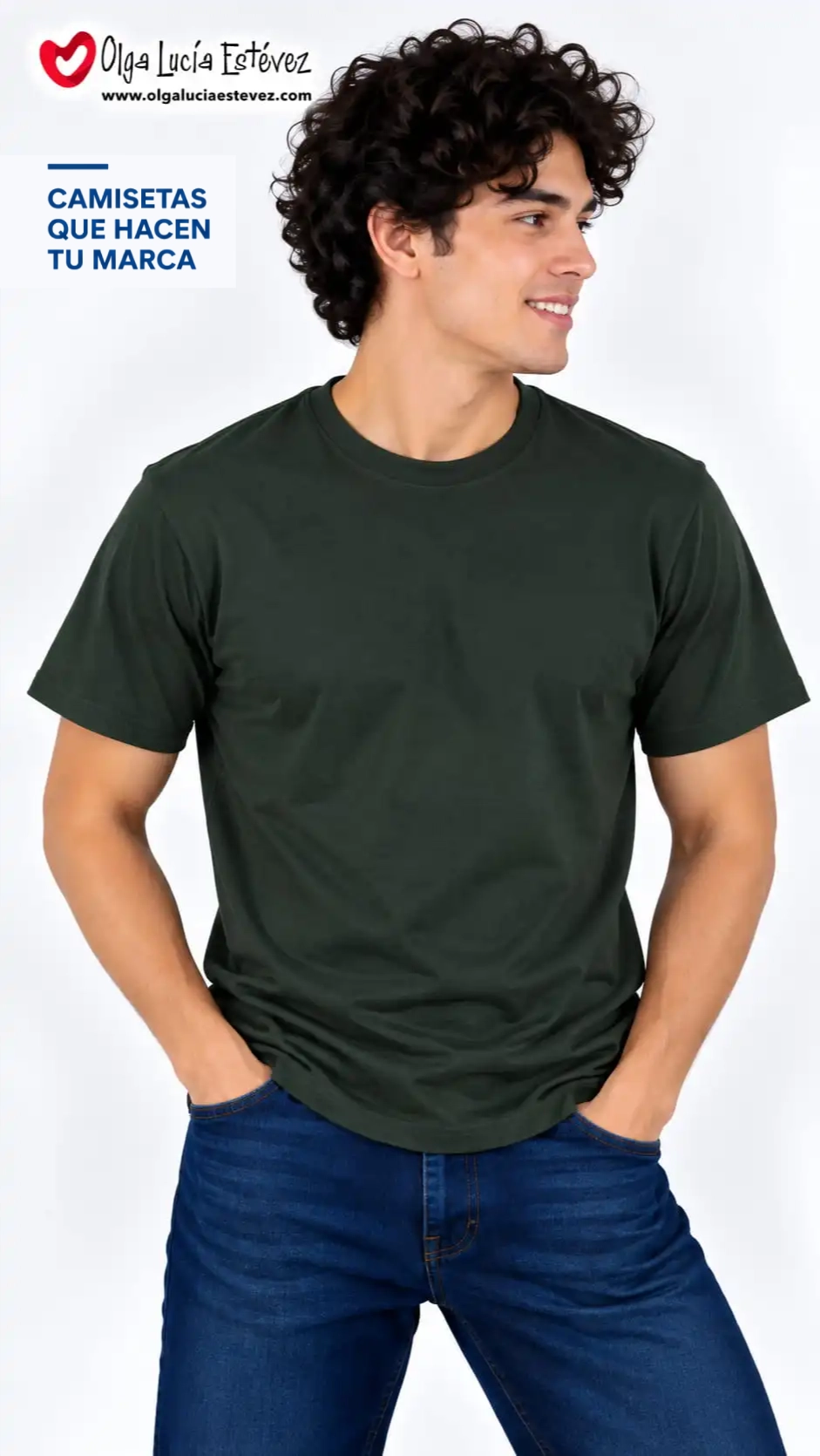 Camiseta t-shirt corporativa color verde oscuro en algodón para identidad visual y dotación empresarial en Bogotá