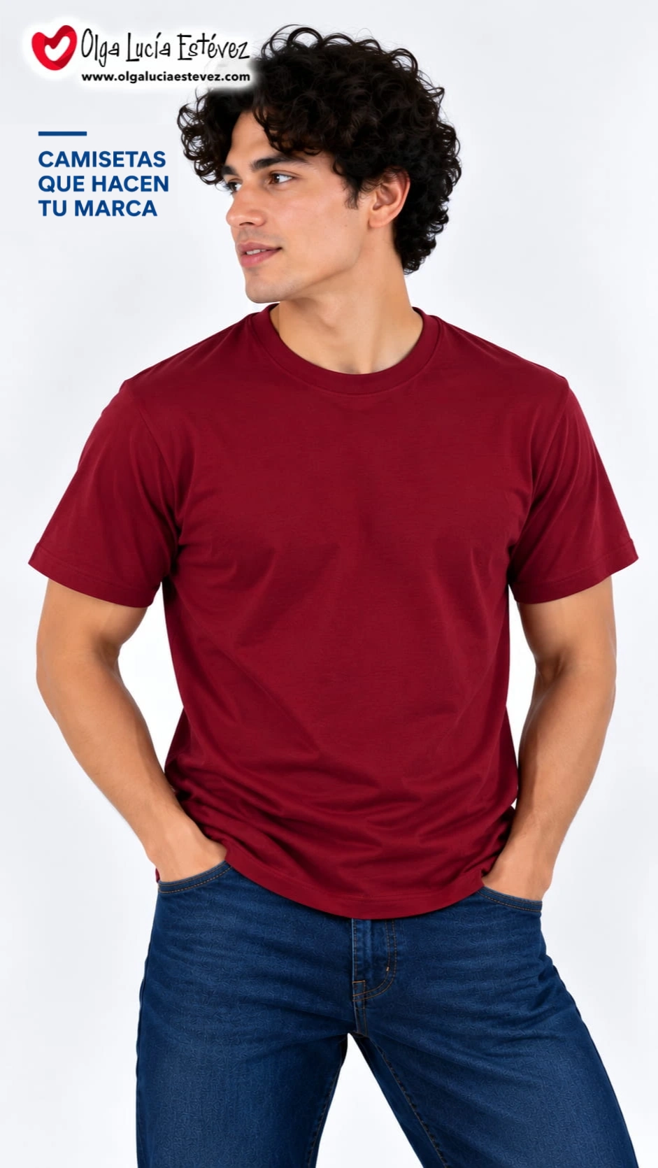 Camiseta t-shirt corporativa color vinotinto en algodón para identidad visual y dotación empresarial en Bogotá