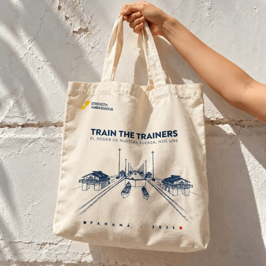 Bolsa tote de lona corporativa para el evento Train the Trainers de Abbott