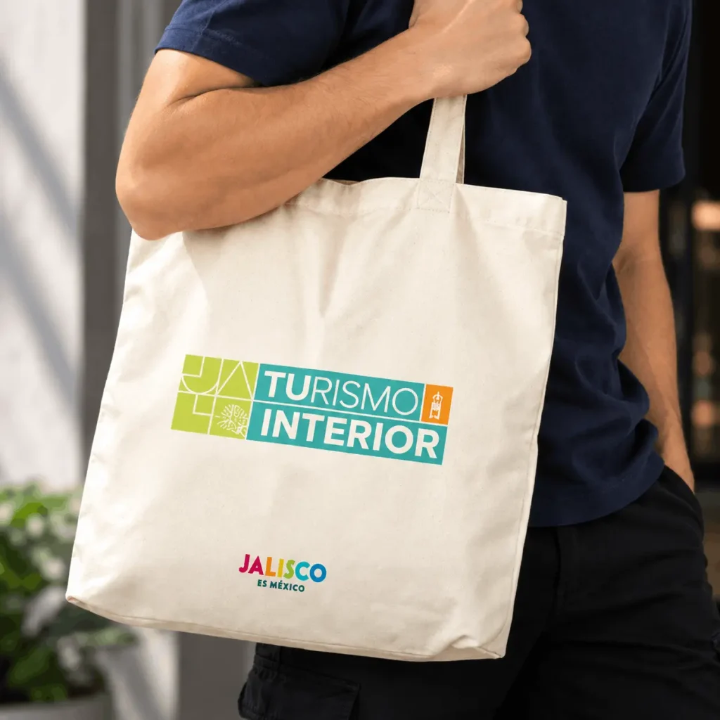 Bolsa tote de tela publicitaria para campañas de turismo institucional