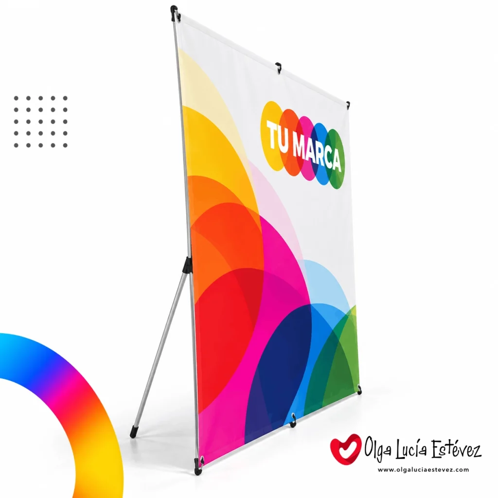 Backing tipo araña publicitario en perspectiva impreso a todo color para eventos corporativos en Bogotá