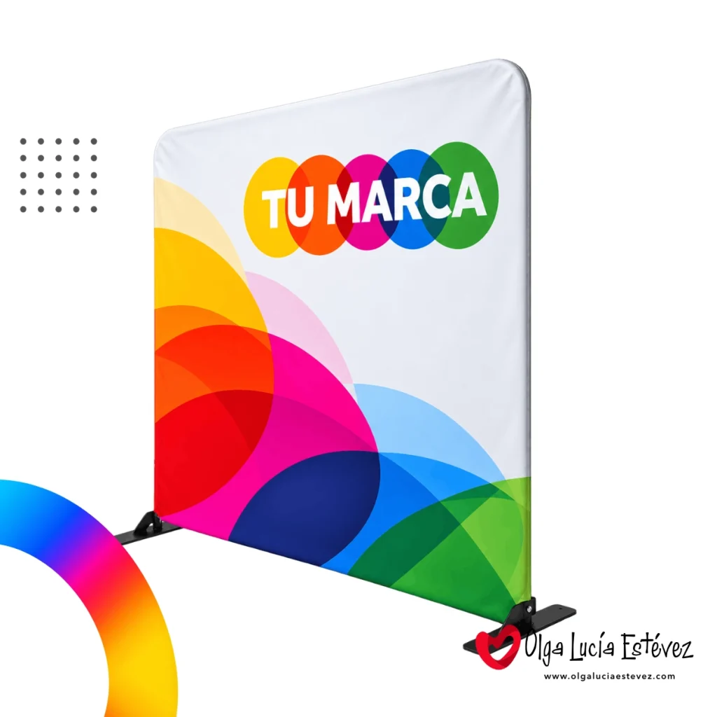 Backing publicitario tipo funda impreso en tela tensionada para eventos en Bogotá