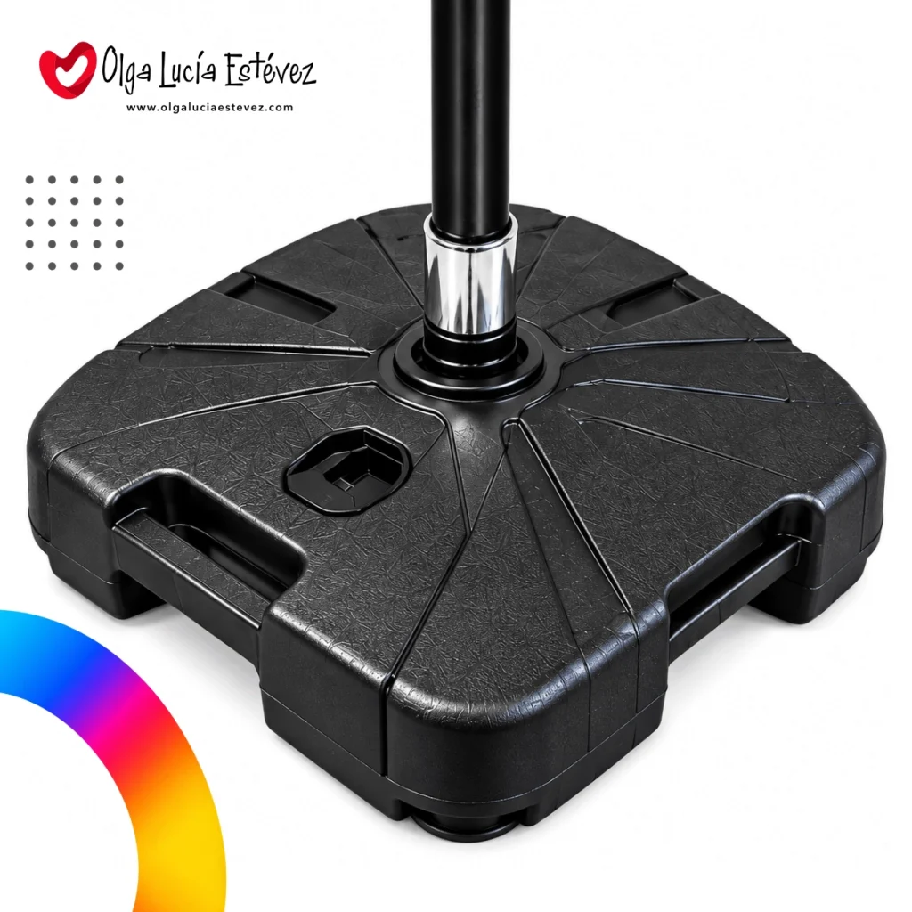Base tanque rellenable con rotor metálico para soporte de bandera tipo pluma aleta.