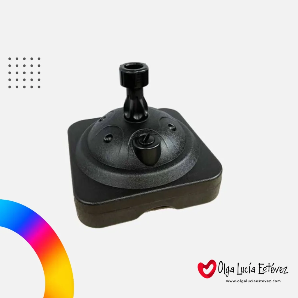 Base tanque compacta rellenable para banderas tipo gota y pluma