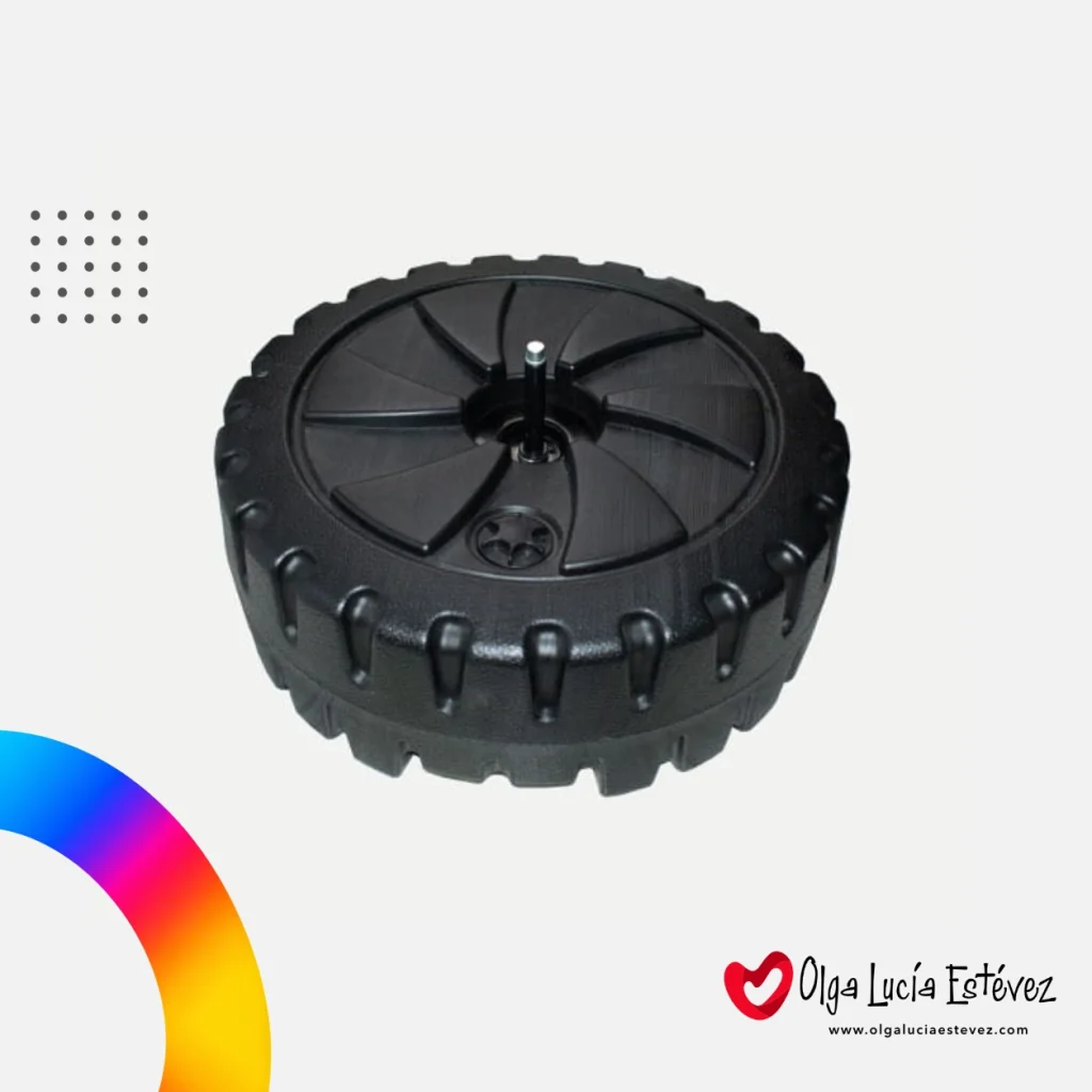 Base rellenable circular con diseño tipo llanta para máxima estabilidad de banderas