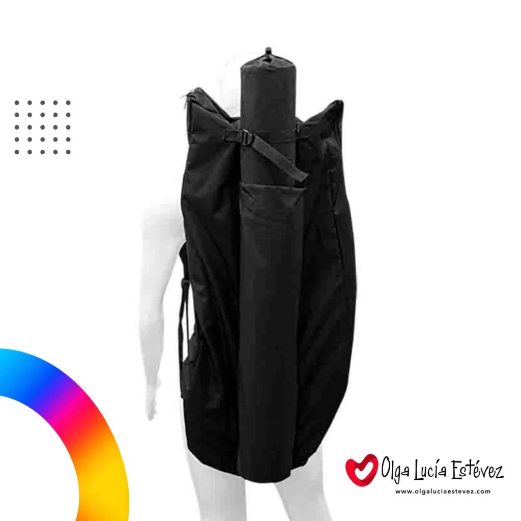 Bolso de lona negro tipo morral para transporte de la estructura del stand publicitario de MDF