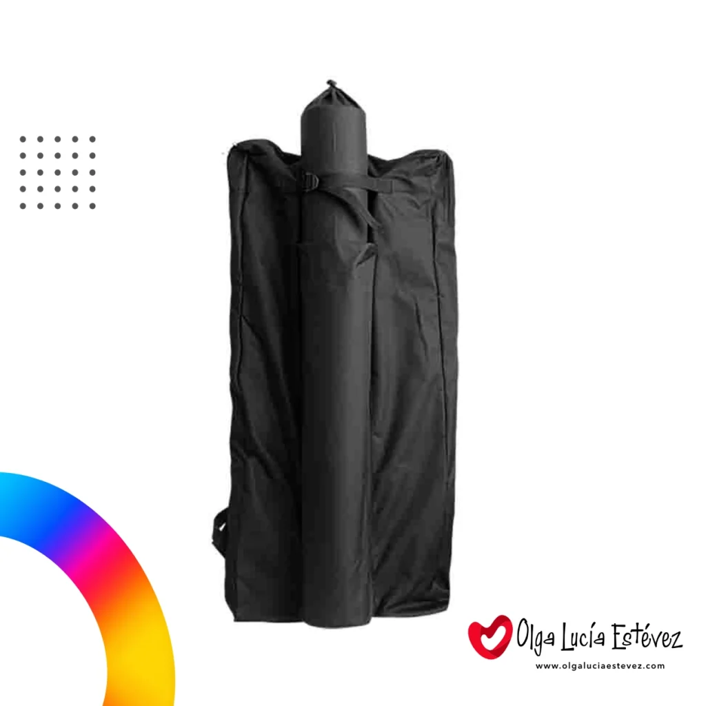 Bolso de transporte de lona negra con bolsillo exterior para tubos del stand redondo