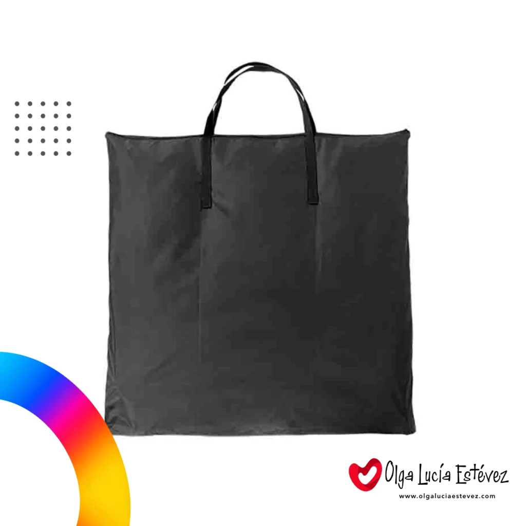 Bolso de lona negro con manijas para transporte y almacenamiento del stand plástico blanco